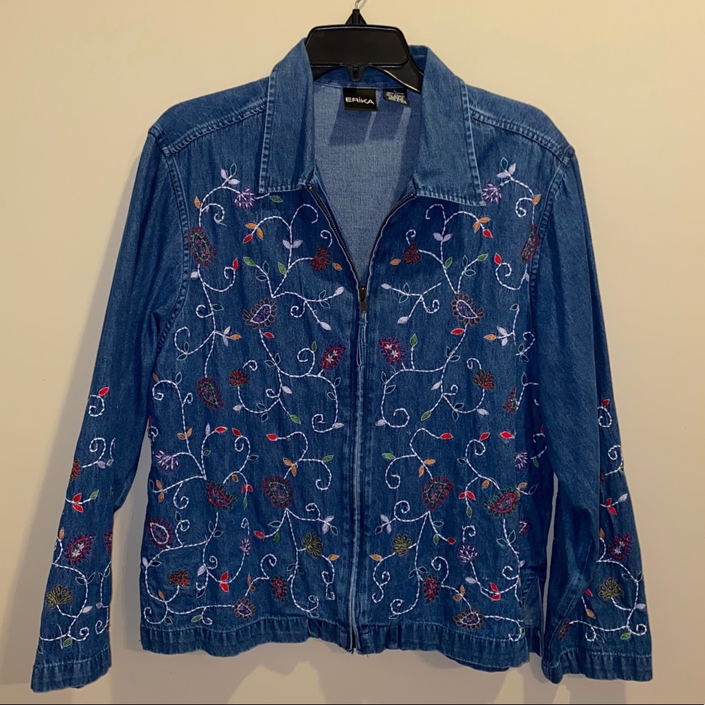 Embroidered Denim Jacket by Erika